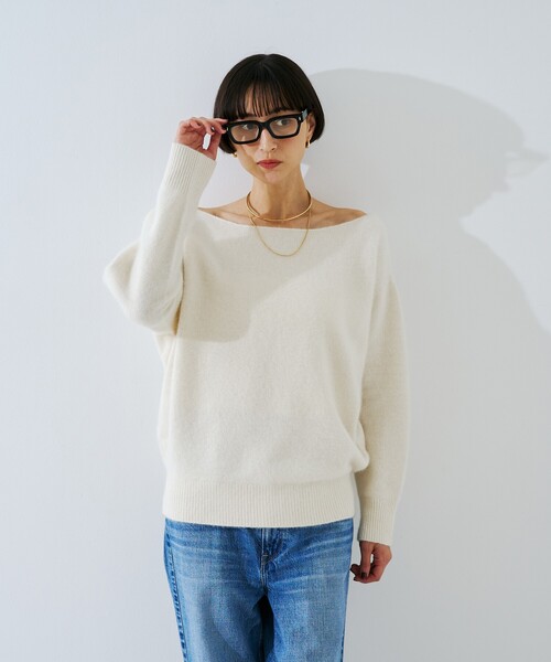 Rouge vif(ルージュヴィフ)の「【定番人気 / 2026AW新作】フォックスウールボートネックニットプルオーバー / オフショルダー / ワンショルダー(ニット/セーター・レディース・グレー/レッド/オフホワイト/モカ・フリー)」の20枚目の写真