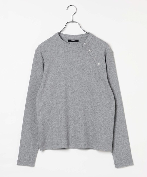 LAND MUSEUM(ランドミュージアム)の「LAND MUSEUM/スリムアシメヘンリーロングスリーブ(Tシャツ/カットソー・メンズ・ブラック/グレー・LARGE/MEDIUM)」の3枚目の写真