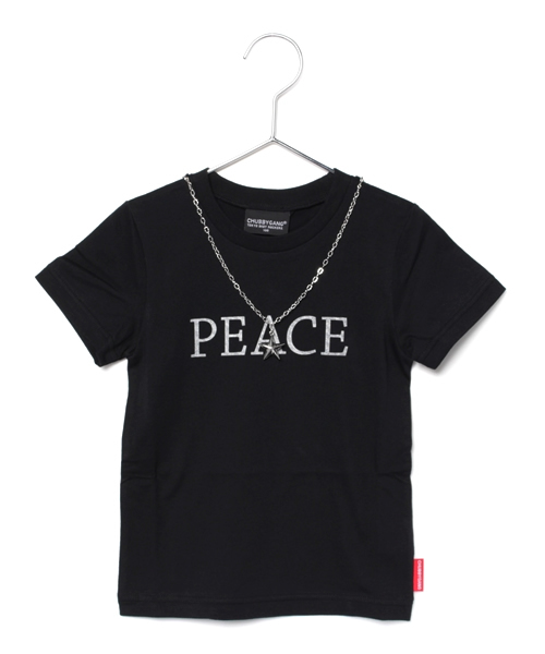 CHUBBYGANG（チャビーギャング）の「取り外しネックレス風チャーム付Tシャツ（Tシャツ/カットソー・キッズ・ホワイト/ブラック・100/120/110/130/90）」の2枚目の写真