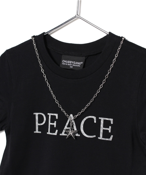 CHUBBYGANG（チャビーギャング）の「取り外しネックレス風チャーム付Tシャツ（Tシャツ/カットソー・キッズ・ホワイト/ブラック・100/120/110/130/90）」の6枚目の写真