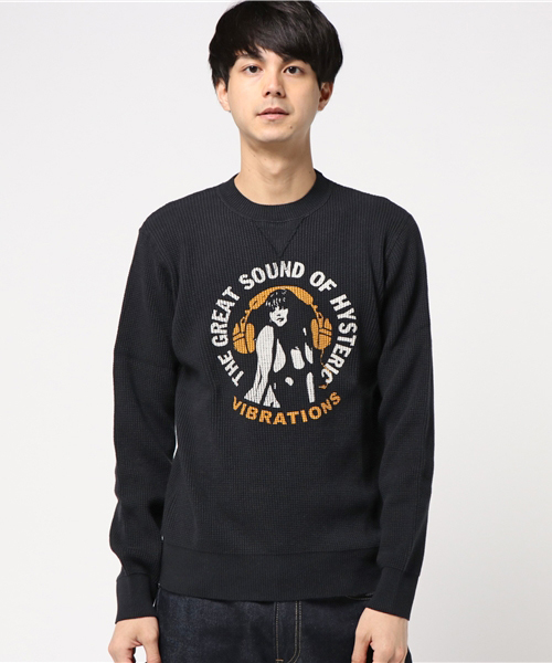 HYSTERIC GLAMOUR（ヒステリックグラマー）の「VIBRATION pt SW（スウェット・メンズ・ネイビー/トップグレー/ブラック・SMALL/MEDIUM/LARGE）」の8枚目の写真