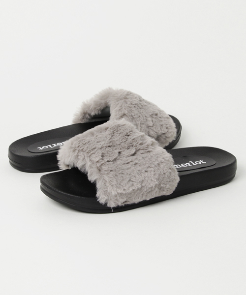 MERLOT（メルロー）の「ファーフラットサンダル040-3437S（サンダル・レディース・ベージュ/ブラック/ワイン/グレー・L/M）」の5枚目の写真