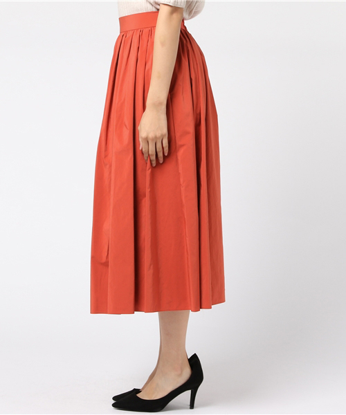 RIVE DROITE(リヴドロワ)の「ポリエステル/ナイロン/タックギャザースカート(スカート・レディース・ブラウン/ブラック/オレンジ・36/38)」の9枚目の写真