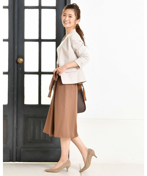 un dix cors(アンディコール)の「ラップ風フレアタイトスカート(スカート・レディース・キャメル/ネイビー・フリ-)」の6枚目の写真