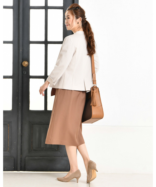 un dix cors(アンディコール)の「ラップ風フレアタイトスカート(スカート・レディース・キャメル/ネイビー・フリ-)」の7枚目の写真