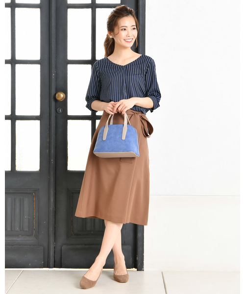 un dix cors(アンディコール)の「ラップ風フレアタイトスカート(スカート・レディース・キャメル/ネイビー・フリ-)」の9枚目の写真