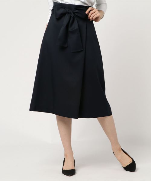 un dix cors(アンディコール)の「ラップ風フレアタイトスカート(スカート・レディース・キャメル/ネイビー・フリ-)」の2枚目の写真