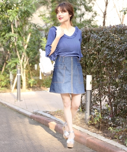 Heather(ヘザー)の「フロントZIPダイケイスカート 791686(スカート・レディース・ネイビー/ブラウン/カーキ・S/M)」の18枚目の写真