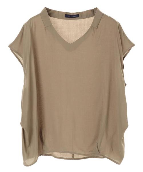 AMERICAN HOLIC（アメリカンホリック）の「・Vネックノースリーブブラウス（シャツ/ブラウス・レディース・ブラック/レッド/アイボリー/カーキ/サックスブルー/グリーン・FREE）」の11枚目の写真