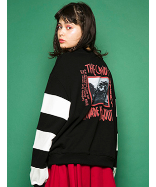 Candy Stripper(キャンディストリッパー)の「BORDER L/S スウェット(スウェット・レディース・ブラック/ネイビー/イエロー・2)」の2枚目の写真