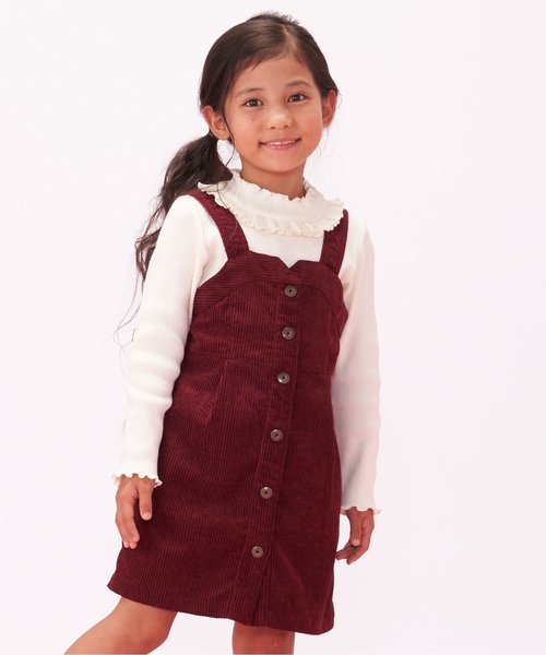 apres les cours(アプレレクール)の「ビスチェジャンパースカート(ジャンパースカート・キッズ・ワインレッド/インディゴブルー・120/140/90/100/130/80/110)」の2枚目の写真