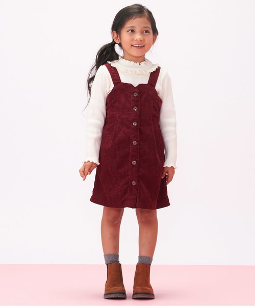 apres les cours(アプレレクール)の「ビスチェジャンパースカート(ジャンパースカート・キッズ・ワインレッド/インディゴブルー・120/140/90/100/130/80/110)」の3枚目の写真