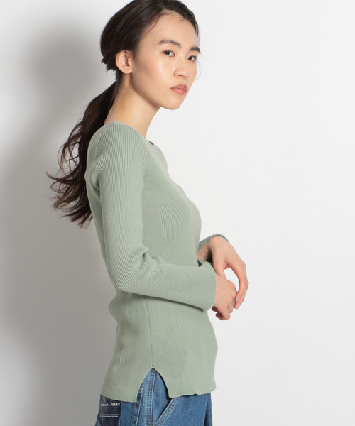 niko and...（ニコアンド）の「ソフトコットン2WAYリブプルオーバー（Tシャツ/カットソー・レディース・ブラック/ベージュ/グリーン/キャメル・MEDIUM/LARGE）」の4枚目の写真