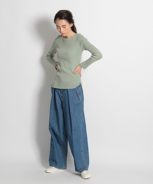 niko and...（ニコアンド）の「ソフトコットン2WAYリブプルオーバー（Tシャツ/カットソー・レディース・ブラック/ベージュ/グリーン/キャメル・MEDIUM/LARGE）」の6枚目の写真