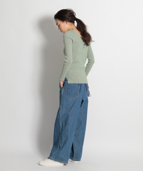 niko and...（ニコアンド）の「ソフトコットン2WAYリブプルオーバー（Tシャツ/カットソー・レディース・ブラック/ベージュ/グリーン/キャメル・MEDIUM/LARGE）」の7枚目の写真