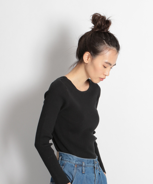 niko and...（ニコアンド）の「ソフトコットン2WAYリブプルオーバー（Tシャツ/カットソー・レディース・ブラック/ベージュ/グリーン/キャメル・MEDIUM/LARGE）」の8枚目の写真