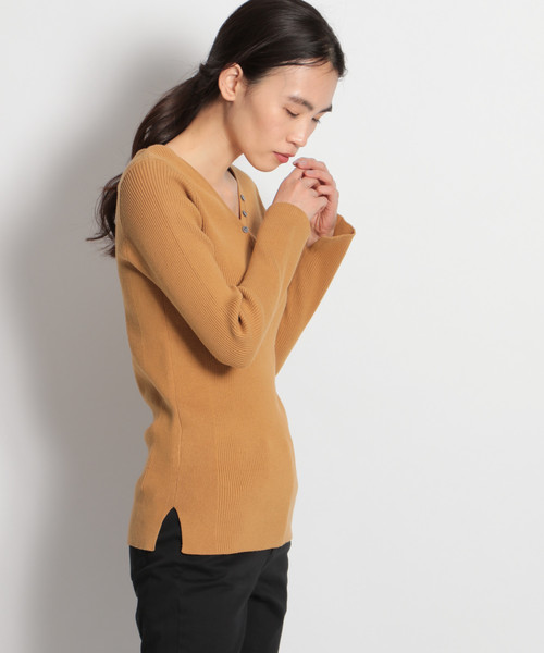 niko and...（ニコアンド）の「ソフトコットン2WAYリブプルオーバー（Tシャツ/カットソー・レディース・ブラック/ベージュ/グリーン/キャメル・MEDIUM/LARGE）」の9枚目の写真