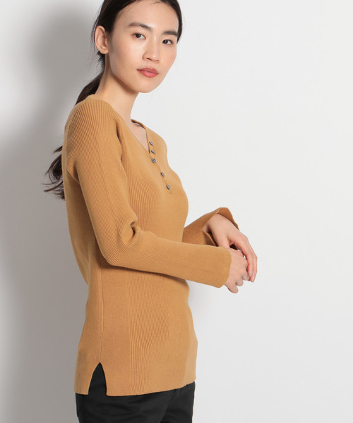 niko and...（ニコアンド）の「ソフトコットン2WAYリブプルオーバー（Tシャツ/カットソー・レディース・ブラック/ベージュ/グリーン/キャメル・MEDIUM/LARGE）」の10枚目の写真