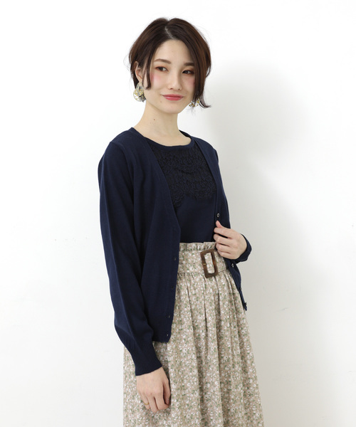 earth music&ecology（アースミュージックアンドエコロジー）の「id レースニットアンサンブル ○（ニット/セーター・レディース・ライトグレー/ネイビー/アイボリー/ミント/ライトイエロー/ライトピンク・S/M）」の4枚目の写真