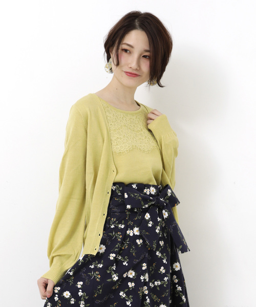 earth music&ecology（アースミュージックアンドエコロジー）の「id レースニットアンサンブル ○（ニット/セーター・レディース・ライトグレー/ネイビー/アイボリー/ミント/ライトイエロー/ライトピンク・S/M）」の5枚目の写真