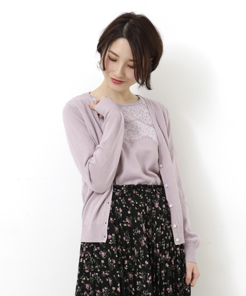 earth music&ecology（アースミュージックアンドエコロジー）の「id レースニットアンサンブル ○（ニット/セーター・レディース・ライトグレー/ネイビー/アイボリー/ミント/ライトイエロー/ライトピンク・S/M）」の6枚目の写真