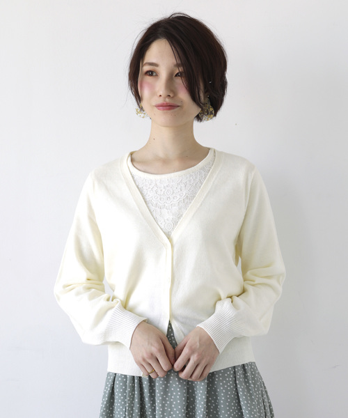 earth music&ecology（アースミュージックアンドエコロジー）の「id レースニットアンサンブル ○（ニット/セーター・レディース・ライトグレー/ネイビー/アイボリー/ミント/ライトイエロー/ライトピンク・S/M）」の2枚目の写真