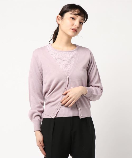 earth music&ecology（アースミュージックアンドエコロジー）の「id レースニットアンサンブル ○（ニット/セーター・レディース・ライトグレー/ネイビー/アイボリー/ミント/ライトイエロー/ライトピンク・S/M）」の12枚目の写真