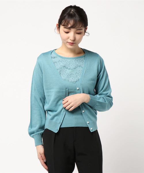 earth music&ecology（アースミュージックアンドエコロジー）の「id レースニットアンサンブル ○（ニット/セーター・レディース・ライトグレー/ネイビー/アイボリー/ミント/ライトイエロー/ライトピンク・S/M）」の16枚目の写真