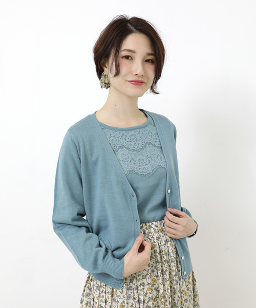 earth music&ecology（アースミュージックアンドエコロジー）の「id レースニットアンサンブル ○（ニット/セーター・レディース・ライトグレー/ネイビー/アイボリー/ミント/ライトイエロー/ライトピンク・S/M）」の15枚目の写真