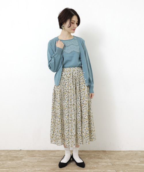 earth music&ecology（アースミュージックアンドエコロジー）の「id レースニットアンサンブル ○（ニット/セーター・レディース・ライトグレー/ネイビー/アイボリー/ミント/ライトイエロー/ライトピンク・S/M）」の14枚目の写真