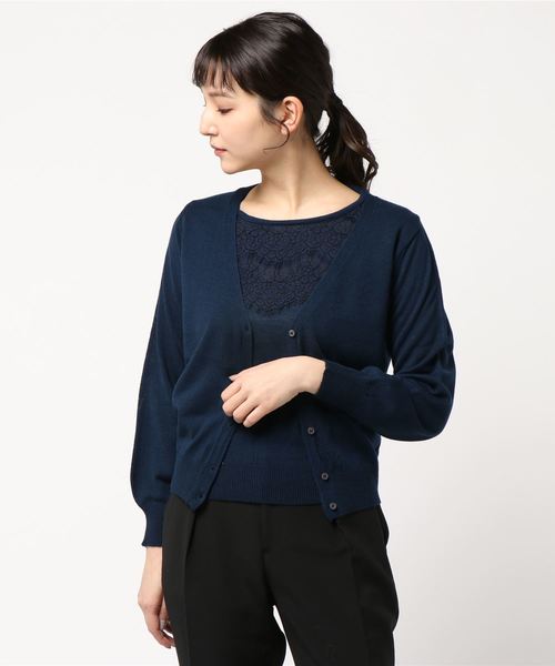 earth music&ecology（アースミュージックアンドエコロジー）の「id レースニットアンサンブル ○（ニット/セーター・レディース・ライトグレー/ネイビー/アイボリー/ミント/ライトイエロー/ライトピンク・S/M）」の11枚目の写真