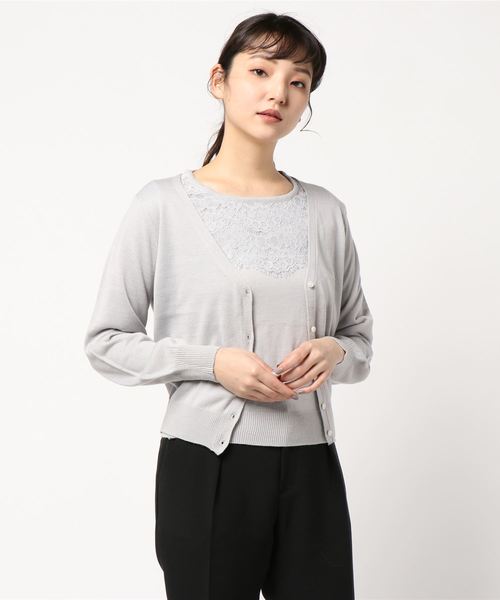 earth music&ecology（アースミュージックアンドエコロジー）の「id レースニットアンサンブル ○（ニット/セーター・レディース・ライトグレー/ネイビー/アイボリー/ミント/ライトイエロー/ライトピンク・S/M）」の18枚目の写真