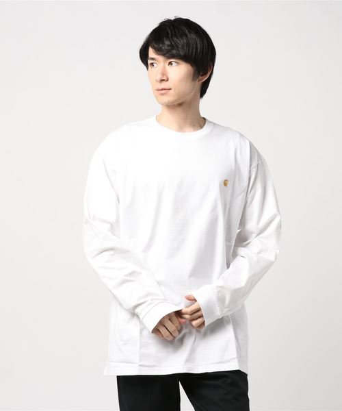 Carhartt WIP（カーハートダブリューアイピー）の「L/S CHASE T-SHIRT（Tシャツ/カットソー・メンズ・ホワイト/ブラック/ダークグリーン/ブラウン/レッド/オレンジ/ヘザーグレー/バーガンディー/ダークネイビー・SMALL/MEDIUM/LARGE/X-LARGE/XX-LARGE/X-SMALL）」の2枚目の写真