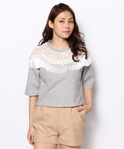 Another Edition(アナザーエディション)の「AE LACE×フリンジ PO(Tシャツ/カットソー・レディース・ホワイト/グレー・フリー)」の10枚目の写真