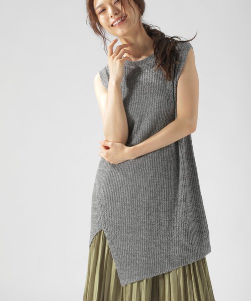 BAYFLOW(ベイフロー)の「イレギュラーヘムベスト(ニット/セーター・レディース・グレー/マスタード/ブラウン・FREE)」の4枚目の写真