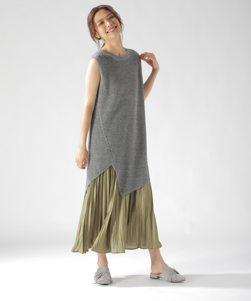 BAYFLOW(ベイフロー)の「イレギュラーヘムベスト(ニット/セーター・レディース・グレー/マスタード/ブラウン・FREE)」の5枚目の写真