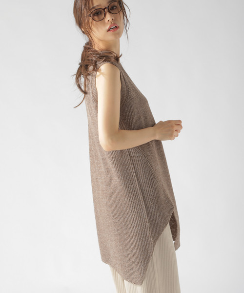 BAYFLOW(ベイフロー)の「イレギュラーヘムベスト(ニット/セーター・レディース・グレー/マスタード/ブラウン・FREE)」の9枚目の写真