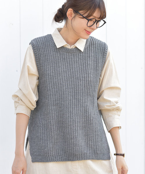 rps（アールピーエス）の「アクリルゆったりニットベスト（ベスト・レディース・杢グレー/ネイビー/ベージュ系その他/モカ/チャコールグレー/グレイッシュベージュ・M）」の18枚目の写真