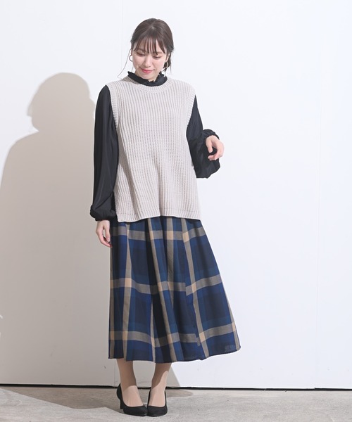 rps（アールピーエス）の「アクリルゆったりニットベスト（ベスト・レディース・杢グレー/ネイビー/ベージュ系その他/モカ/チャコールグレー/グレイッシュベージュ・M）」の7枚目の写真