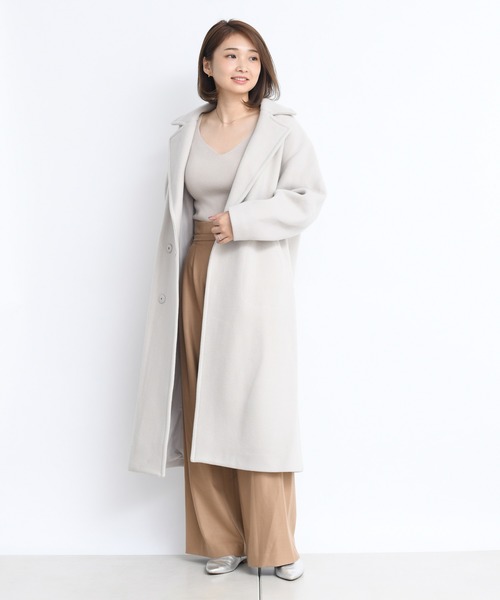 DouDou(ドゥドゥ)の「ビッグカラーコート(チェスターコート・レディース・オフホワイト/ピンク・FREE)」の15枚目の写真