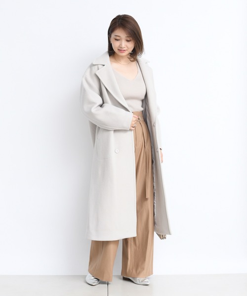 DouDou(ドゥドゥ)の「ビッグカラーコート(チェスターコート・レディース・オフホワイト/ピンク・FREE)」の12枚目の写真