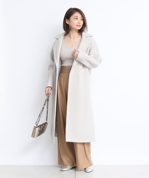 DouDou(ドゥドゥ)の「ビッグカラーコート(チェスターコート・レディース・オフホワイト/ピンク・FREE)」の7枚目の写真