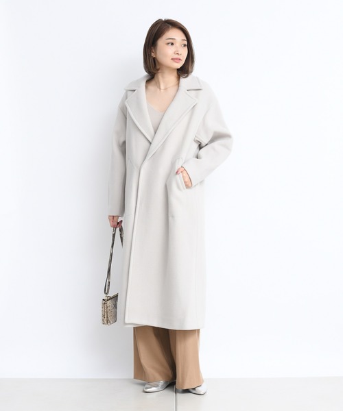 DouDou(ドゥドゥ)の「ビッグカラーコート(チェスターコート・レディース・オフホワイト/ピンク・FREE)」の3枚目の写真