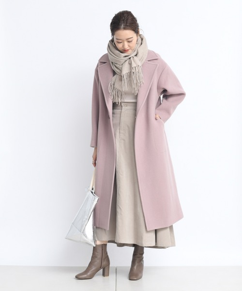 DouDou(ドゥドゥ)の「ビッグカラーコート(チェスターコート・レディース・オフホワイト/ピンク・FREE)」の4枚目の写真