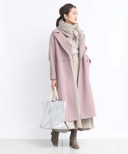 DouDou(ドゥドゥ)の「ビッグカラーコート(チェスターコート・レディース・オフホワイト/ピンク・FREE)」の11枚目の写真