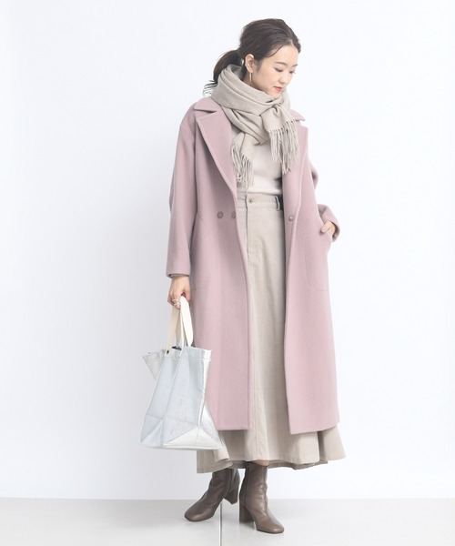 DouDou(ドゥドゥ)の「ビッグカラーコート(チェスターコート・レディース・オフホワイト/ピンク・FREE)」の17枚目の写真
