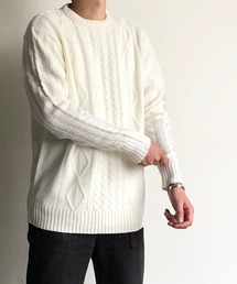 COMMONWARE：HOME LAUNDRY ARAN KNIT C/N KNIT ホームランドリー アラン編み クルーネックニット