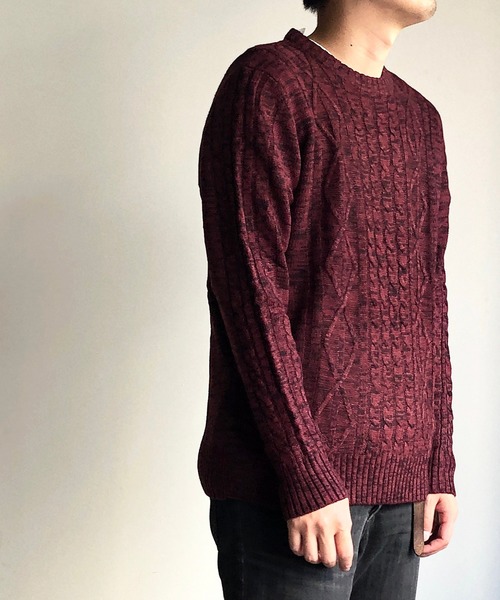 COMMON WARE（コモンウェアー）の「COMMONWARE：HOME LAUNDRY ARAN KNIT C/N KNIT ホームランドリー アラン編み クルーネックニット（ニット/セーター・メンズ・オフホワイト/ネイビー/ブラック/ワインレッド/ブルー/グレー・M/L/XL）」の6枚目の写真