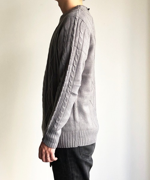 COMMON WARE（コモンウェアー）の「COMMONWARE：HOME LAUNDRY ARAN KNIT C/N KNIT ホームランドリー アラン編み クルーネックニット（ニット/セーター・メンズ・オフホワイト/ネイビー/ブラック/ワインレッド/ブルー/グレー・M/L/XL）」の15枚目の写真