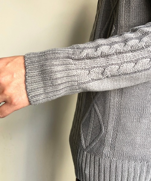 COMMON WARE（コモンウェアー）の「COMMONWARE：HOME LAUNDRY ARAN KNIT C/N KNIT ホームランドリー アラン編み クルーネックニット（ニット/セーター・メンズ・オフホワイト/ネイビー/ブラック/ワインレッド/ブルー/グレー・M/L/XL）」の12枚目の写真